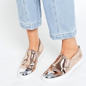 Rose Gold and Silver Steve Madden slip-ons
